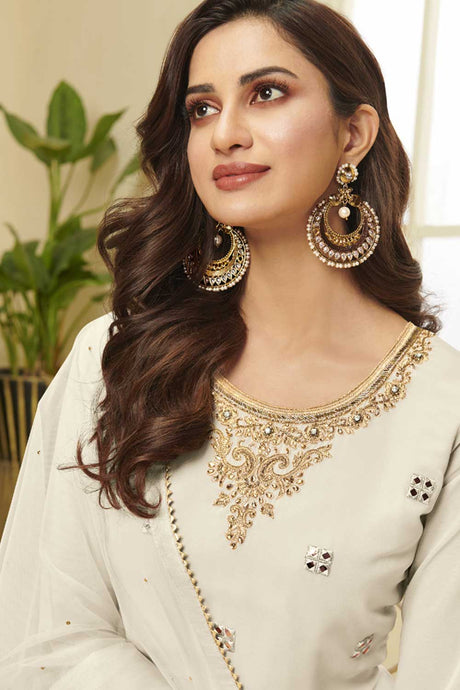 Buy Off-white georgette gota patti Sharara Suit Set Online - Back