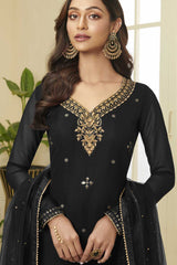 Buy black georgette gota patti Sharara Suit Set Online - Back