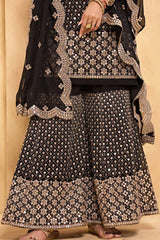 Buy black georgette gota patti Sharara Suit Set Online - Front