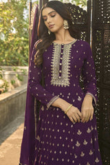 Buy Purple Georgette resham embroidery Anarkali Suit Set Online - Back