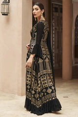 Buy Black georgette resham embroidery Sharara Suit Set Online - Front