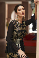 Buy Black georgette resham embroidery Sharara Suit Set Online - Zoom Out