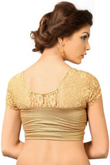 Copper Polyester Stretchable Non-Padded Short Sleeves Saree Blouse