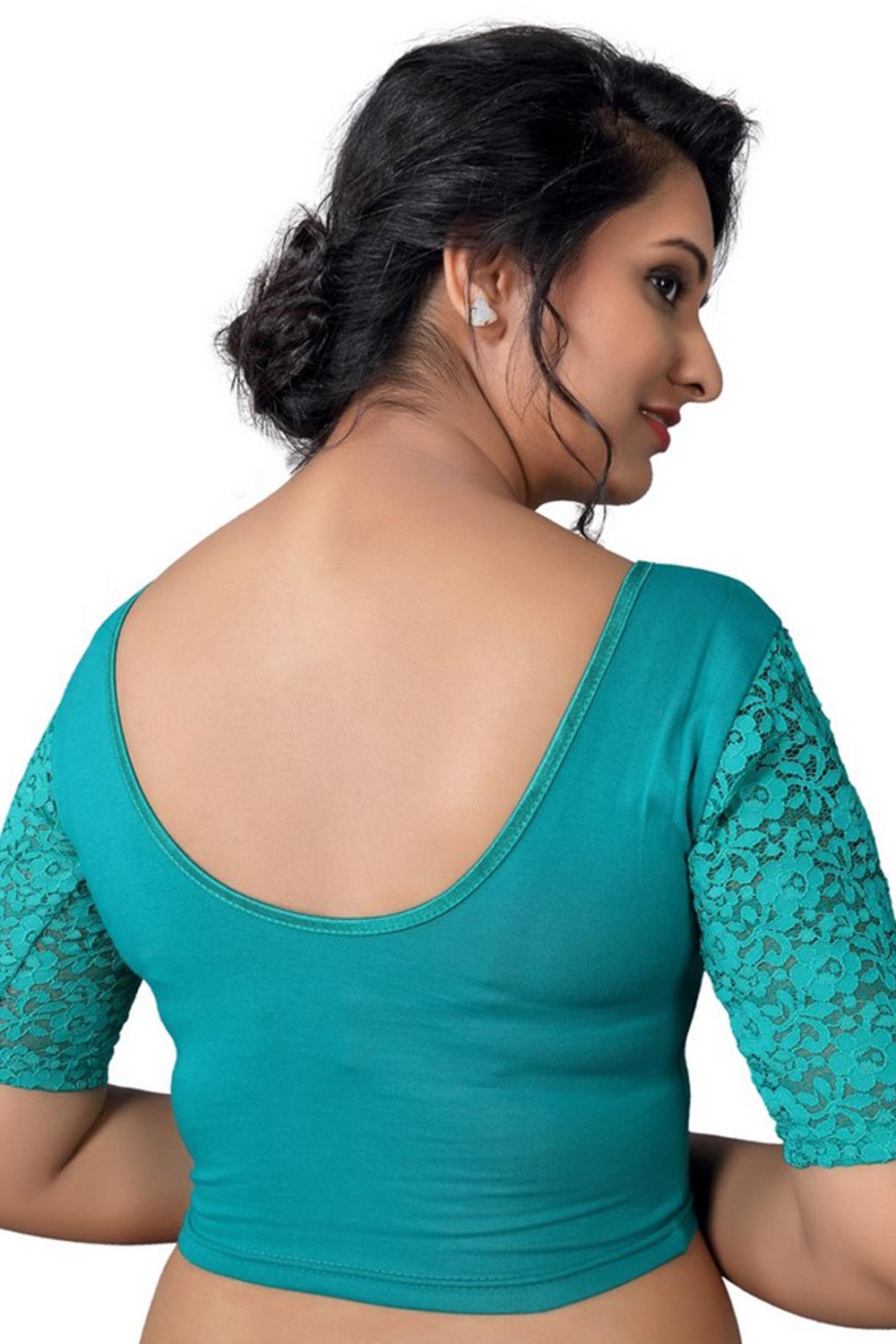 Firozi Cotton Lycra Blend Stretchable Non-Padded Elbow Sleeves Saree Blouse