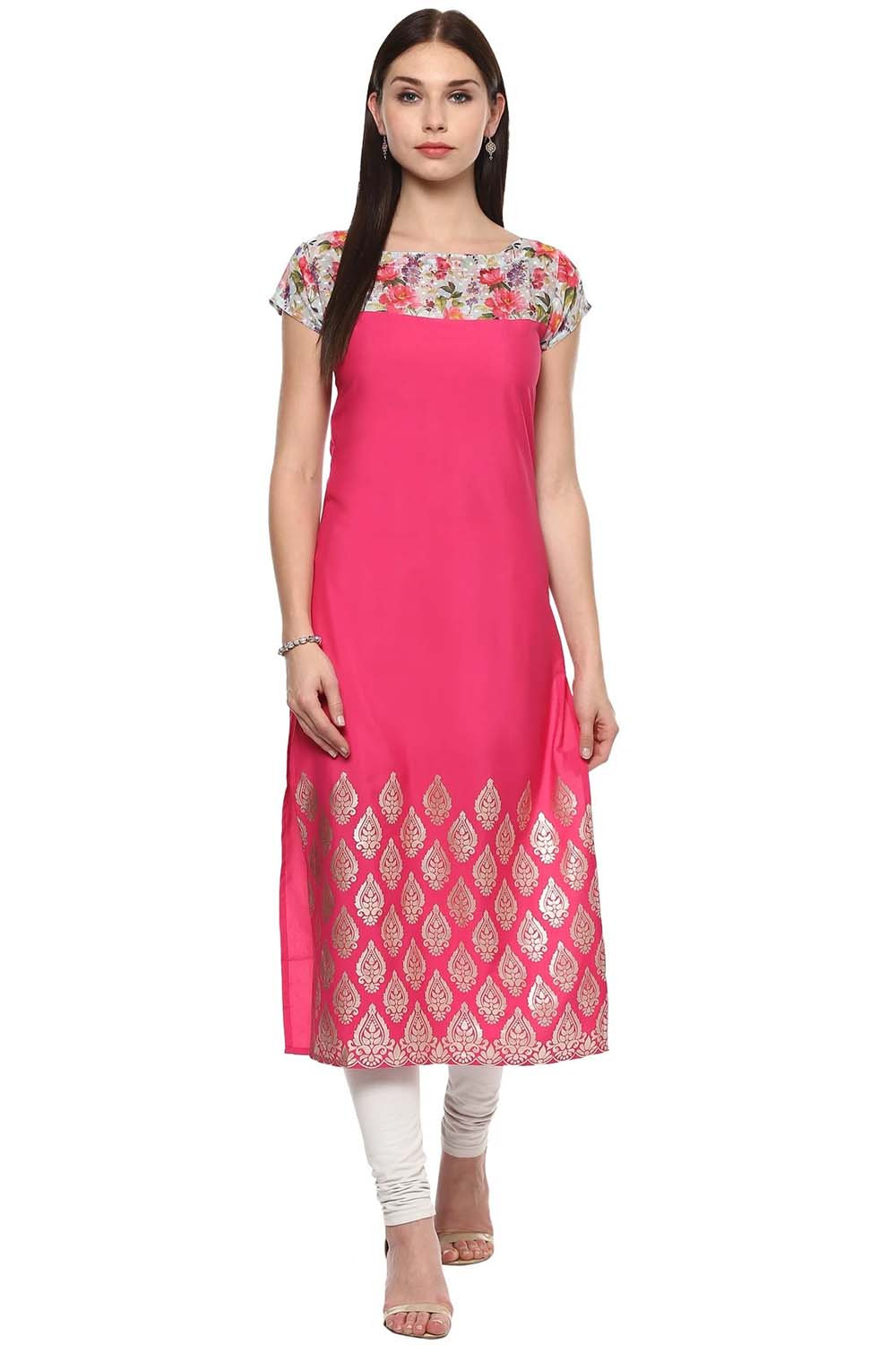 Polyester Kurti Top In Magenta