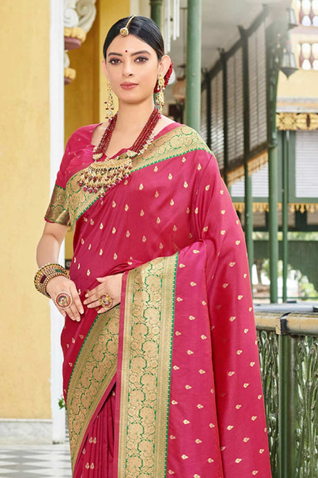 Magenta Banarasi Woven Saree