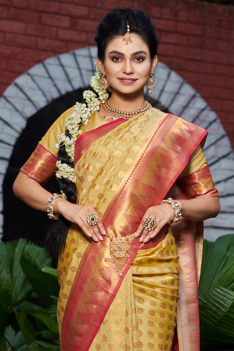 Banarasi Woven Saree in Yellow