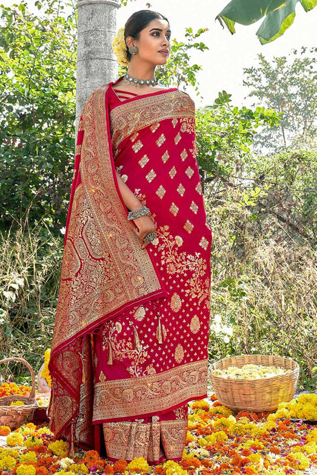 Red Banarasi Woven Saree