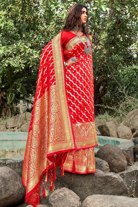 Red Banarasi Woven Saree