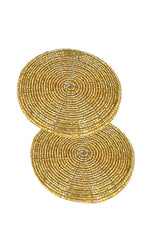 Beads Coaster Golden - Set Of 10