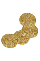 Beads Coaster Golden - Set Of 4