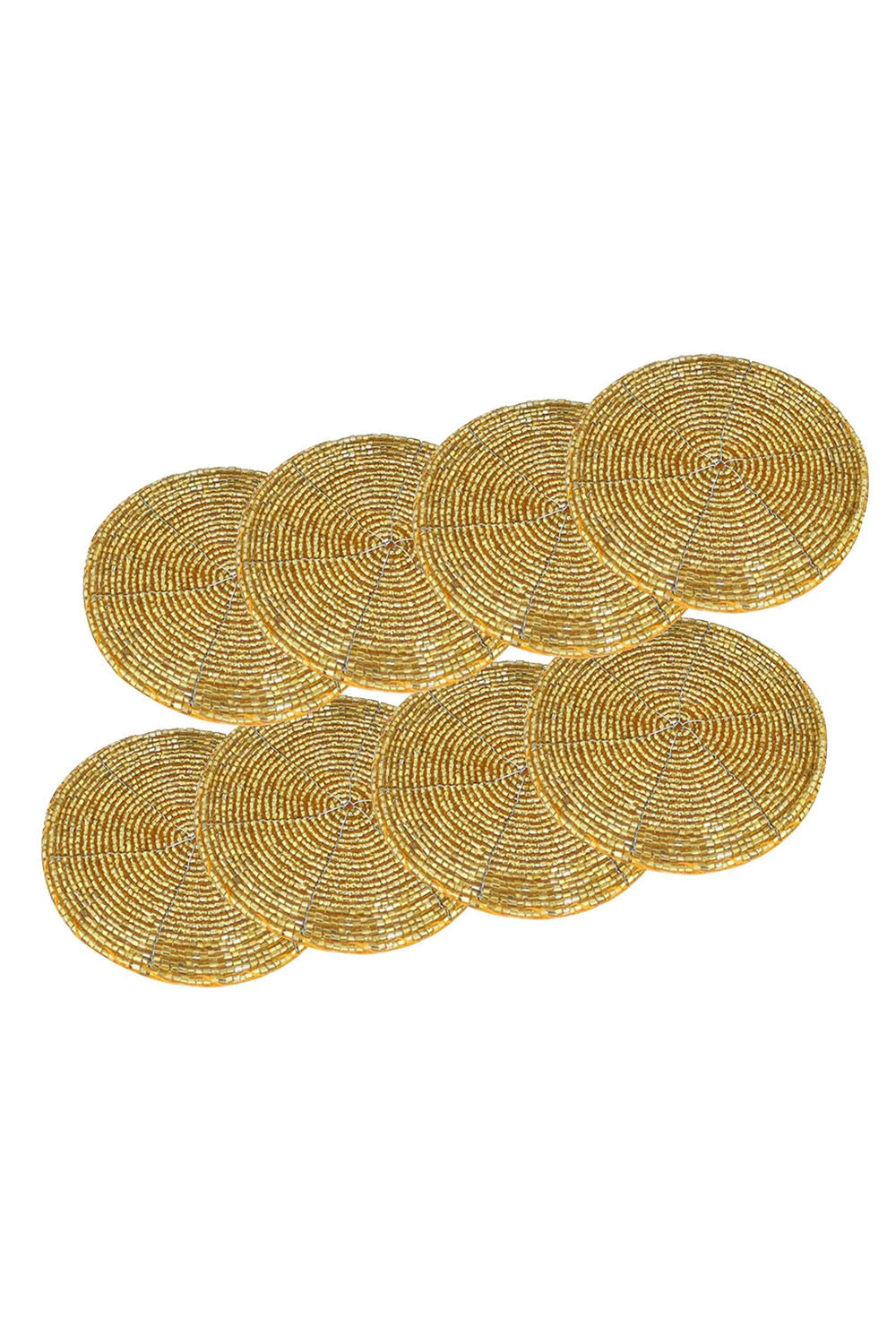 Beads Coaster Golden - Set Of 8