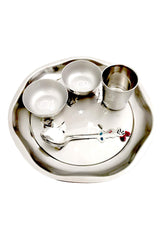 Steel Thali Set Silver - Set Of 1